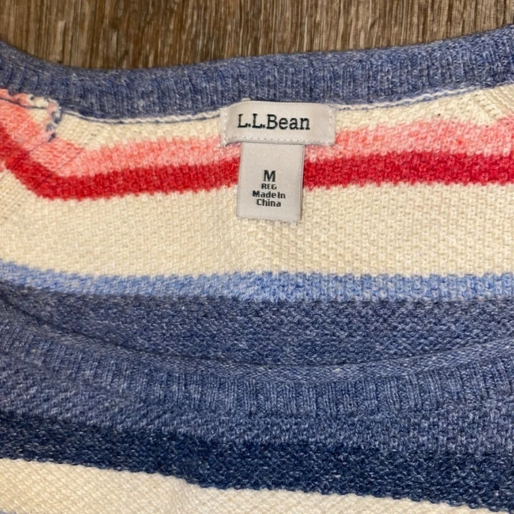 LL BEAN 💯 Cotton Striped Sweater Sz Medium - Picture 5 of 6